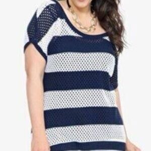 Torrid Knit Navy & White Striped Top Size 0